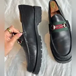 Gucci | Shoes | Gucci Black And Green Loafers Slipon 
